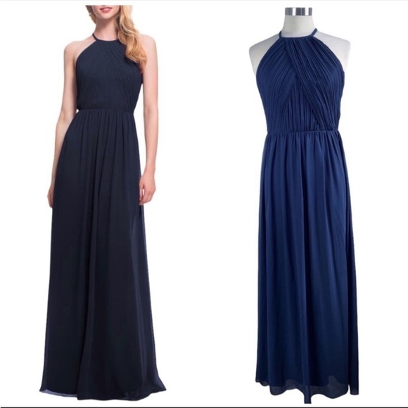 BILL LEVKOFF Halter Neck Chiffon A-Line Gown size 6 - Picture 1 of 11